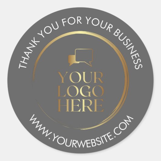 Grijze bedrijven Bedankt Stickers Aangepaste Logo  (Voorkant)