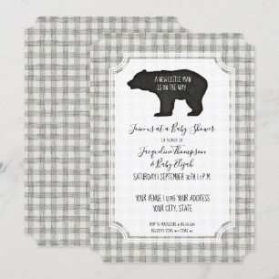 Grijze Beer bos bos baby Shower Kaart