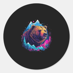 Grijze beer buiten natuur alaska jagen wandelen ronde sticker