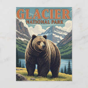 Grijze beer in Glacier National Park Montana Briefkaart