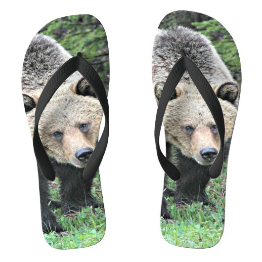Grijze beer loopt in het bos teenslippers (Voetbed)