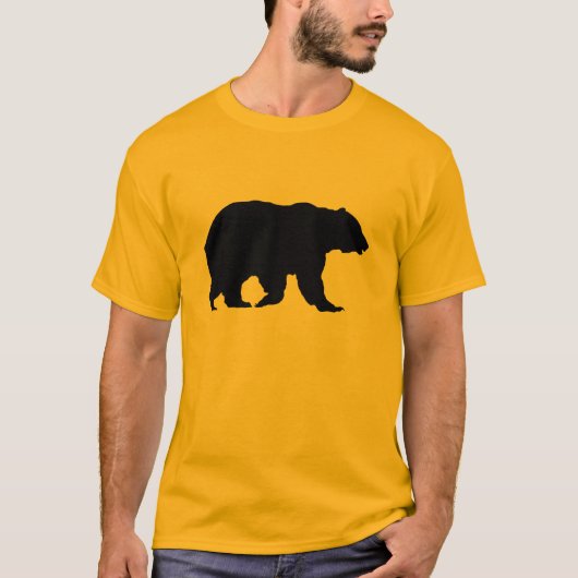 Grijze beer lopend zwarte silhouet t-shirt (Voorkant)