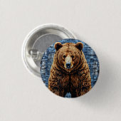 Grijze beer ronde button 3,2 cm (Voorkant /achterkant)