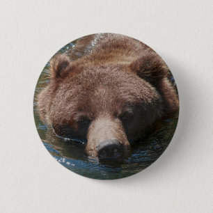 Grijze beer ronde button 5,7 cm