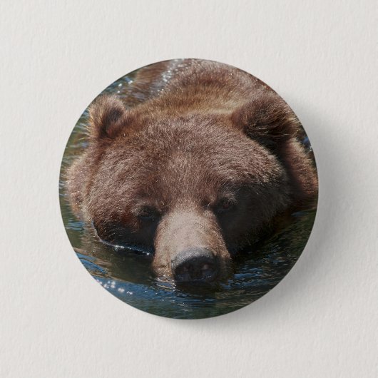 Grijze beer ronde button 5,7 cm (Voorkant)