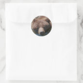 Grijze beer ronde sticker (Tas)