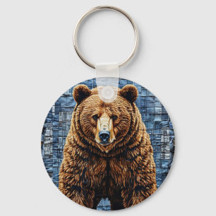 Grijze beer sleutelhanger