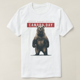 Grijze beer staat blij op Canada dag T-shirt