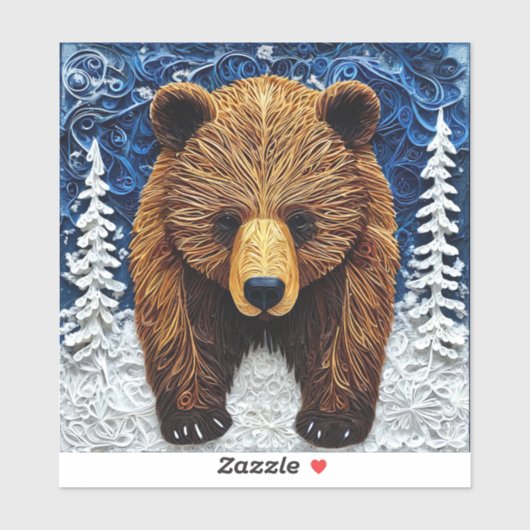 Grijze beer sticker (Vel)