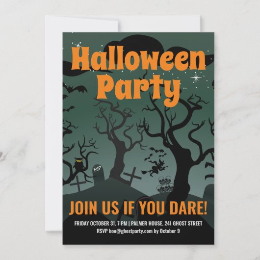 Grijze begraafplaats Halloween Kaart (Voorkant)