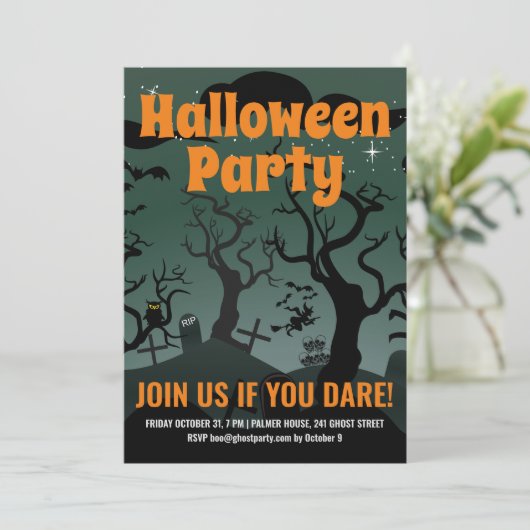 Grijze begraafplaats Halloween Kaart (Staand voorkant)