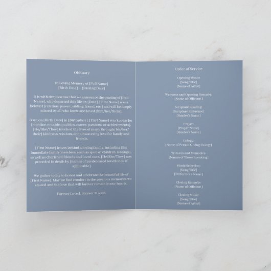 Grijze begrafenisherdenking overlijdensbericht gev programma (Binnen)