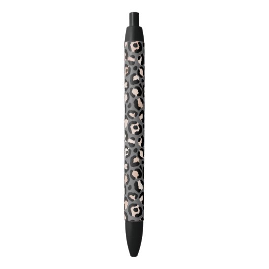 Grijze beige Roos Leopard          PrintPen Zwarte Inkt Pen (Voorkant Verticaal)