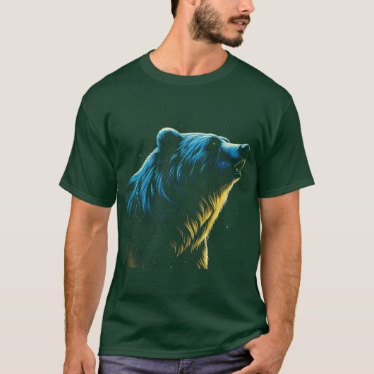 Grijze beren hoofdschot t-shirt (Voorkant)
