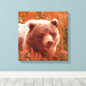 Grijze Beren snijwonden in Firewed Painting Wildli Canvas Afdruk (Insitu (Houten vloer))