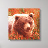 Grijze Beren snijwonden in Firewed Painting Wildli Canvas Afdruk (Voorkant)