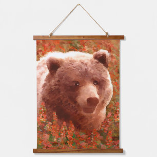Grijze Beren snijwonden in Firewed Painting Wildli Hangend Wandkleed