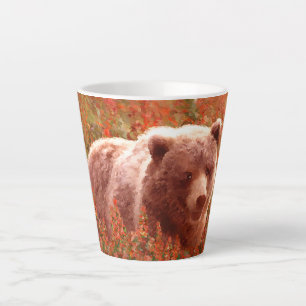 Grijze Beren snijwonden in Firewed Painting Wildli Latte Mok