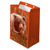 Grijze Beren snijwonden in Firewed Painting Wildli Medium Cadeauzakje (Achterkant Gekanteld)