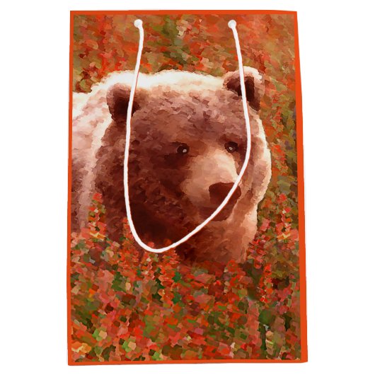 Grijze Beren snijwonden in Firewed Painting Wildli Medium Cadeauzakje (Voorkant)