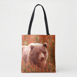 Grijze Beren snijwonden in Firewed Painting Wildli Tote Bag