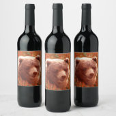 Grijze Beren snijwonden in Firewed Painting Wildli Wijn Etiket (Flessen)