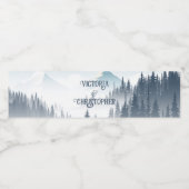 Grijze Berg Mist Bos Wilderness Custom Bruiloft Waterfles Etiket (Enkel label)