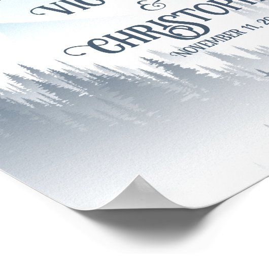 Grijze Berg Mist Bos Wilderness Huwelijkswerf Poster (Hoek)