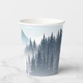 Grijze berg mist bos wildernis winter bruiloft papieren bekers (Achterkant)