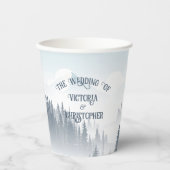 Grijze berg mist bos wildernis winter bruiloft papieren bekers (Voorkant)