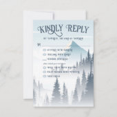 Grijze berg mist bos wildernis winter bruiloft RSVP kaartje (Voorkant)