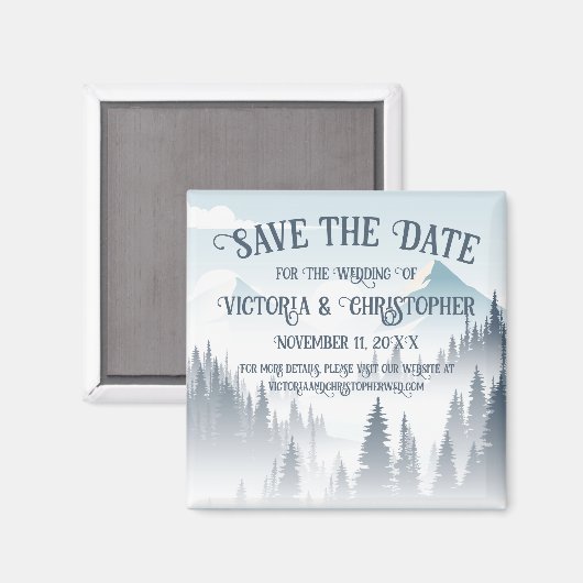 Grijze Berg Mist Wilderness Winter Save the Date Magneet (Voorkant / Achterkant)