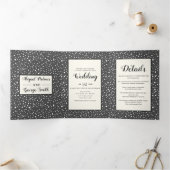 Grijze bergen en bomen foto winter bruiloft drieluik uitnodiging (Binnen)