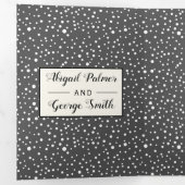 Grijze bergen en bomen foto winter bruiloft drieluik uitnodiging (Binnenzijde eerst)