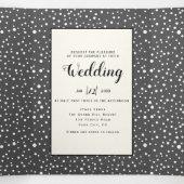 Grijze bergen en bomen foto winter bruiloft drieluik uitnodiging (Binnenkant midden)