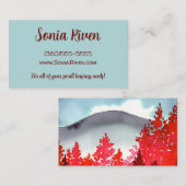 Grijze bergen met rode bomen Waterverf Visitekaartje (Voorkant / Achterkant)