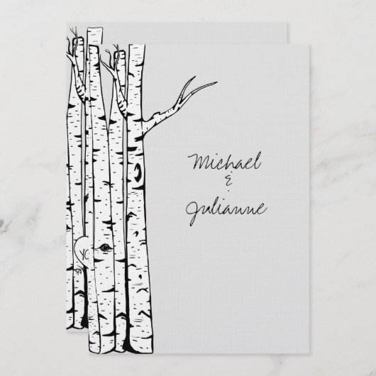 Grijze berken Bomen Bruiloft Kaart (Voorkant / Achterkant)