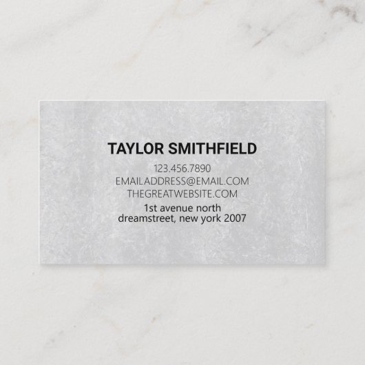 Grijze beton visitekaartje (Achterkant)