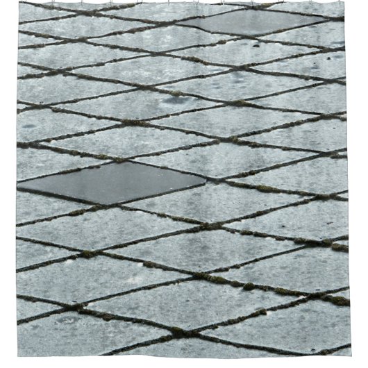 Grijze betonbedekking douchegordijn (Voorkant)