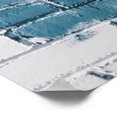 Grijze betonstenen verven in blauw poster (Hoek)