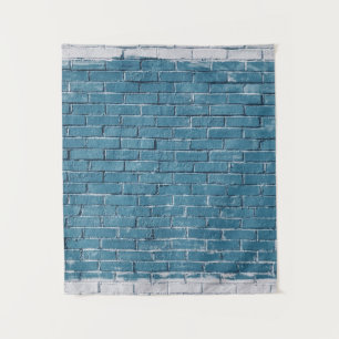 Grijze betonstenen verven in blauw wandkleed