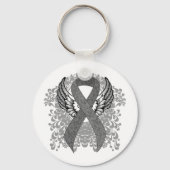 Grijze Bewustmakingslint met Wings Sleutelhanger (Voorkant)