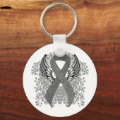 Grijze Bewustmakingslint met Wings Sleutelhanger (Voorkant)