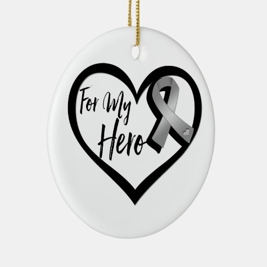 Grijze bewustmakingslint voor mijn helm keramisch ornament (Rechts)