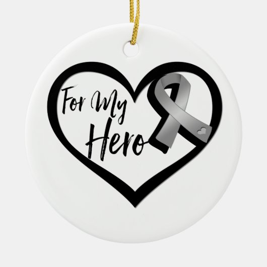 Grijze bewustmakingslint voor mijn helm keramisch ornament (Voorkant)