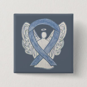 Grijze bewustwording Ribbon Angel - aangepaste kun Vierkante Button 5,1 Cm