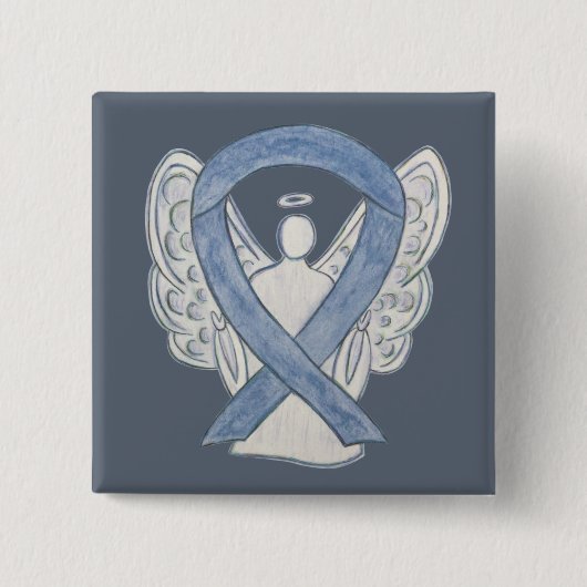 Grijze bewustwording Ribbon Angel - aangepaste kun Vierkante Button 5,1 Cm (Voorkant)