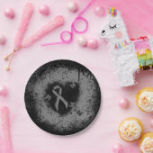 Grijze bewustwording Ribbon Grunge Heart Papieren Bordje (Feest)