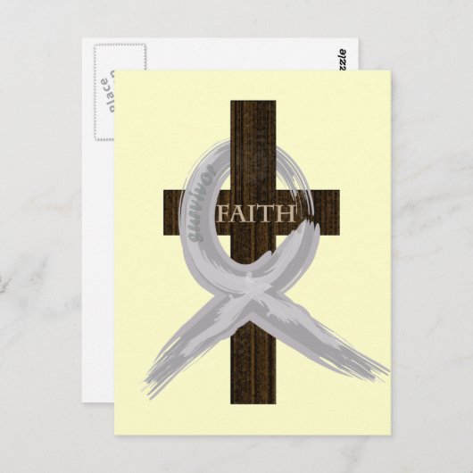 Grijze bewustzijnsband over het kruis briefkaart (Voorkant / Achterkant)