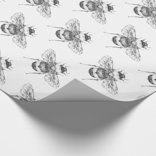  grijze bijen cadeaupapier (Hoek)